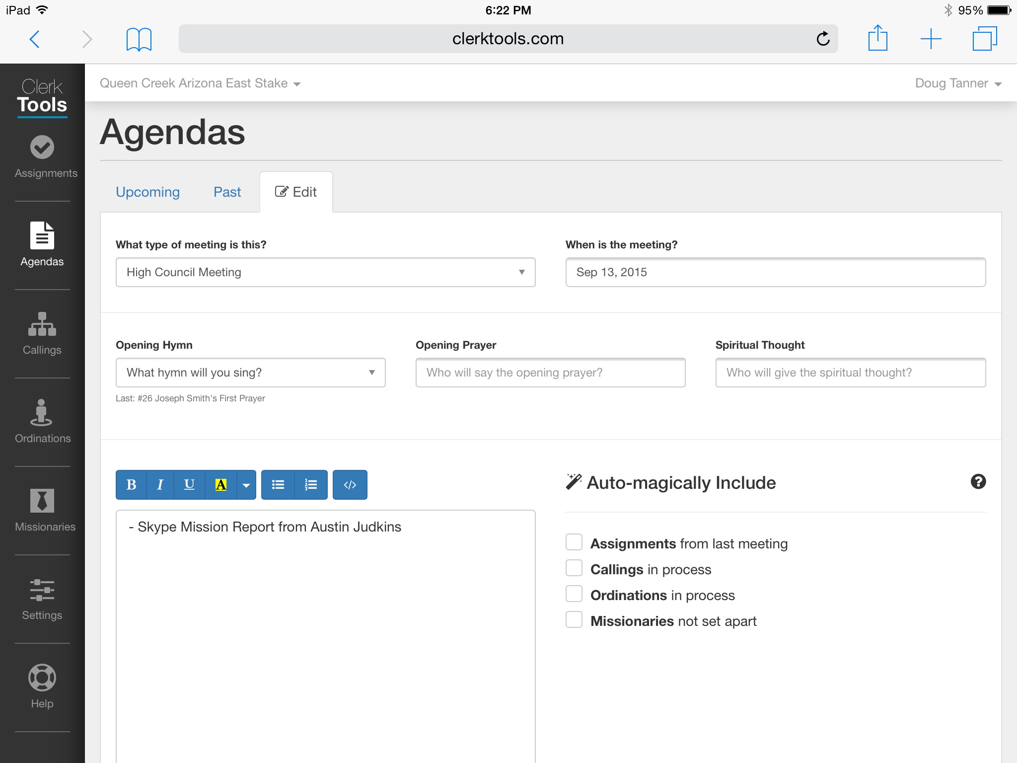 agenda view